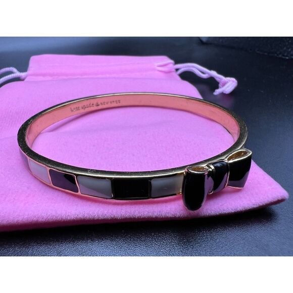 Kate Spade Black Striped Bow Bangle - Picture 8 of 8
